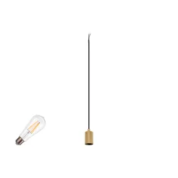 pendant luminaire FITU PD SET RIBBED ST64 set of 1, with lamp socket, with canopy, fluted E27 IP20, gold dimmable