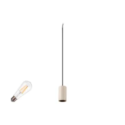 1-phase pendant luminaire FITU 1PH SET PD STONE ST64 set of 1, with lamp socket E27 IP20, beige dimmable