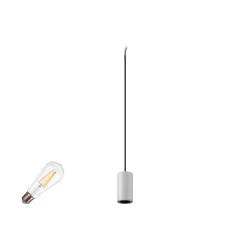 1-phase pendant luminaire FITU 1PH SET PD STONE ST64 set of 1, with lamp socket E27 IP20, grey dimmable