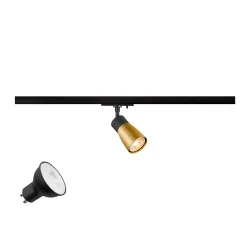 1-phase spot PURI 2.0 DOME 1PH SET  set of 1, with lamp socket GU10 IP20, gold, black dimmable