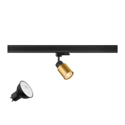 3-phase spot PURI 2.0 TUBE 3PH SET  cylindrical, set of 1, with adapter, with lamp socket GU10 IP20, gold, black dimmable