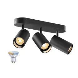 Wand- und Deckenleuchte TUBE SMART SET CW triple, schwarz