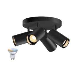 Wand- und Deckenleuchte TUBE SMART SET CW quad GU10, schwarz