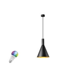 pendant luminaire PHELIA 30 SMART SET PD E27 RGBW Ø 28CM set of 1, RGBW, with lamp socket E27 IP20, gold, black dimmable
