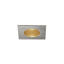LED Ceiling recessed luminaire PATTA-I, square, 12W, COB LED, 38°, 3000K, IP65, incl. Driver, alu brushed