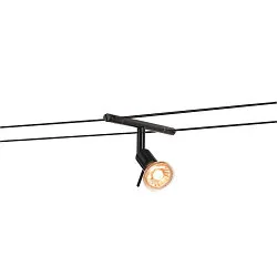 Seilleuchte SYROS QR-C51 für TENSEO 12V Niedervolt-Seilsystem, drehbar, schwenkbar, Schwarz