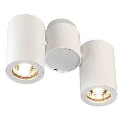 Wand- und Deckenstrahler ENOLA B DOUBLE, 2-flammig, 2x GU10 QPAR51, IP20, dreh- und schwenkbar, Aluminium, weiß