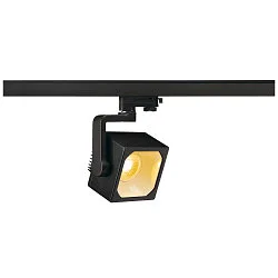 LED 3-Phasen Strahler EURO CUBE, Würfelform, CRi >90, kardanisch, inkl. Adapter, schaltbar, 26W 3000K 2470lm 60°, schwarz