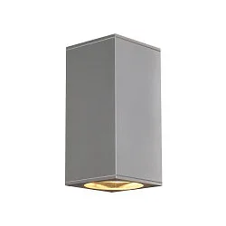 Außenwandleuchte BIG THEO UP/DOWN, eckig, IP44 IK02, 2x GU10 QPAR111 max. 75W, silbergrau