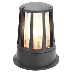 Sockelleuchte CONE, IP54 IK05, E27 max. 100W, Aluminium anthrazit / Strukturglas klar