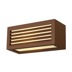 Außenwandleuchte BOX-L, IP44, eckig, E27 max. 18W, Rostfarben