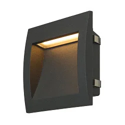 LED Wand-Einbauleuchte DOWNUNDER OUT L, IP55 IK02, 14 x 14cm, 230V AC / sek. 300mA, asymmetrisch, 4W 3000K 85lm, anthrazit