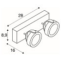 SLV LED Wand- und Deckenleuchte KALU LED 2, IP20, 2-flammig, 31W 3000K 2000lm 60�, dimmbar, kardanisch, schwarz