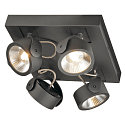 LED Wand- und Deckenleuchte KALU LED 4 SQUARE, IP20, 4-flammig, 60W 3000K 4000lm 60�, dimmbar, kardanisch, schwarz