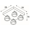 SLV LED Wand- und Deckenleuchte KALU LED 4 SQUARE, IP20, 4-flammig, 60W 3000K 4000lm 60�, dimmbar, kardanisch, schwarz