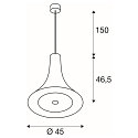 SLV Premium-LED Pendelleuchte BATO 45 PD, � 45cm, 30W 2700K 1450lm 100�, TRIAC dimmbar, Schwarz