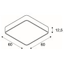 SLV LED Decken-/Pendelleuchte MEDO 60 SQUARE, 60 x 60cm, 39W 3000K 3300lm 105�, dimmbar 1-10V, silbergrau