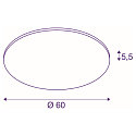 SLV LED Deckenleuchte PANEL 60 ROUND, � 60cm, UGR , 42W 4000K 3350lm 110�, wei�