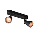 Wand- und Deckenleuchte AVO DOUBLE QPAR51, 2-flammig 2x GU10, dreh- und neigbar, Schwarz