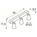 SLV Wall and Ceiling luminaire AVO TRIPLE, 3 flame, black, GU10 QPAR51, max. 3x 50W