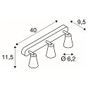 SLV Wand- und Deckenleuchte AVO TRIPLE QPAR51, 3-flammig 3x GU10, dreh- und neigbar, Wei�