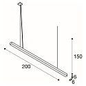 SLV Premium-LED Pendelleuchte Q-LINE PD, 200cm, f�r BAP, 85W, TRIAC dimmbar, Schwarz, 3000K 4200lm