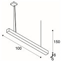 SLV Premium-LED Pendelleuchte Q-LINE PD, 100cm, f�r BAP, 45W, TRIAC dimmbar, Schwarz, 4000K 2300lm