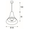 SLV Pendelleuchte BATO 35 PD, � 35cm, E27, Schwarz / Messing geb�rstet