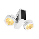 SLV LED Wand- und Deckenleuchte TEC KALU CL DOUBLE, 31W 3000K 1900lm 24�, dimmbar, kardanisch, wei� / schwarz