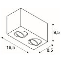 SLV LED Deckenleuchte TRILEDO Double, 16W 3000K 1340lm 38�, 30� separat schwenkbar, schwarz