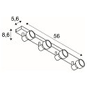 SLV Wand- und Deckenleuchte PURI CW, Quad, 4x GU10 QPAR51, mit Dekoringen, Schwarz