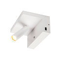 SLV Premium LED Wall luminaire KARPO BEDSIDE, 6.6W 3000K 390lm 36�, dimmable, with 2 USB ports, white