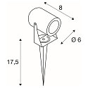 SLV Outdoor LED Erdspie�-Leuchte LED SPIKE, IP55 IK06, 6W 3000K 400lm 40�, mit IP-Steckerkabel, neigbar, rostfarben