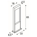 SLV Outdoor LED Stehleuchte FLATT POLE, IP65 IK03, eckig, 65cm, 10W 3000/4000K (CCT Switch), offenes Kabelende, anthrazit / braun