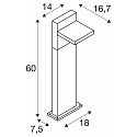 SLV Outdoor LED Stehleuchte ABRIDOR POLE 60, IP55 IK03, 12W 3000/4000K (CCT Switch) 980lm, schwenkbar, anthrazit, 60cm