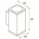 SLV Premium-LED Outdoor Wandleuchte ENOLA SQUARE UP/DOWN CCT, IP65 IK02, Gr��e M, 19W 3000/4000K 1480/1680lm 38�, CRi>90