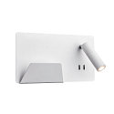 LED Wall luminaire SOMNILA SPOT Indoor, 13W, 3000K, Spot 65lm,  incl. USB port, Spot left, white, back light 646lm