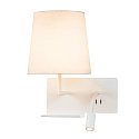 LED Wandleuchte SOMNILA FLEX Indoor, E27, mit LED Spot 65lm, 3000K, wei�, inkl. USB Anschluss, Spot links