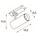 SLV LED 3-Phasen Strahler NUMINOS� DALI S, 230V / 250mA, CRi >90, DALI dimmbar, 11W 3000K, 60�, 1020lm, UGR , 60�, 1020lm