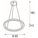 SLV LED Pendelleuchte ONE 60 PD PHASE UP/DOWN, CCT switch, 2700/3000K, 410/415lm, wei�