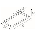 SLV 1-Phasen LED Fl�chen-Strahler PANEL TRACK, Eckig, 15x30cm, 230V / 450mA, 18W 3000K 1800lm, CRi >90, Schwarz