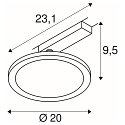 1-Phasen LED Strahler PANEL TRACK, Rund, � 20cm, 230V / 450mA, 18W 3000K 1800lm, CRi >90, Schwarz