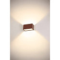 SLV LED Au�enwandleuchte SITRA M WL UP/DOWN, IP65 IK05, 20cm, 14W 3000/4000K (CCT Switch) 1700lm 2x95�, rostfarben