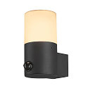 Au�enwandleuchte GRAFIT, IP44 IK02, E27, rund, anthrazit / Diffusor in Rauchglas-Optik, satiniert, mit Sensor