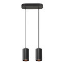 SLV Pendelleuchte ASTO TUBE, IP20, zylindrisch, 2-flammig, 2x GU10 max. 10W, schwarz