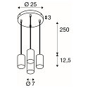 SLV Pendelleuchte ASTO TUBE, IP20, zylindrisch, 4-flammig, 4x GU10 max. 10W, wei�
