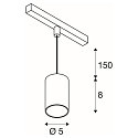 SLV LED Niedervolt-Schienen Pendelleuchte NUMINOS� XS, 48V, 8.7W 4000K 20�, DALI 2 dimmbar, matt schwarz / innen gl�nzend chrom