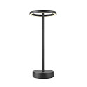SLV LED Akku-Tischleuchte VINOLINA ONE, IP54, � 14cm Ringform, 2.5W 2700K 125lm, Touch-Dimmer + Ladestation, schwarz