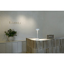SLV LED Akku-Tischleuchte VINOLINA 2-CCT, IP54, � 12cm, zylindrisch, 2.2W 2700/3000K 130lm, Touch-Dimmer + Ladestation, wei�