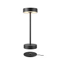 LED Akku-Tischleuchte VINOLINA 2-CCT, IP54, � 12cm, zylindrisch, 2.2W 2700/3000K 130lm, Touch-Dimmer + Ladestation, schwarz